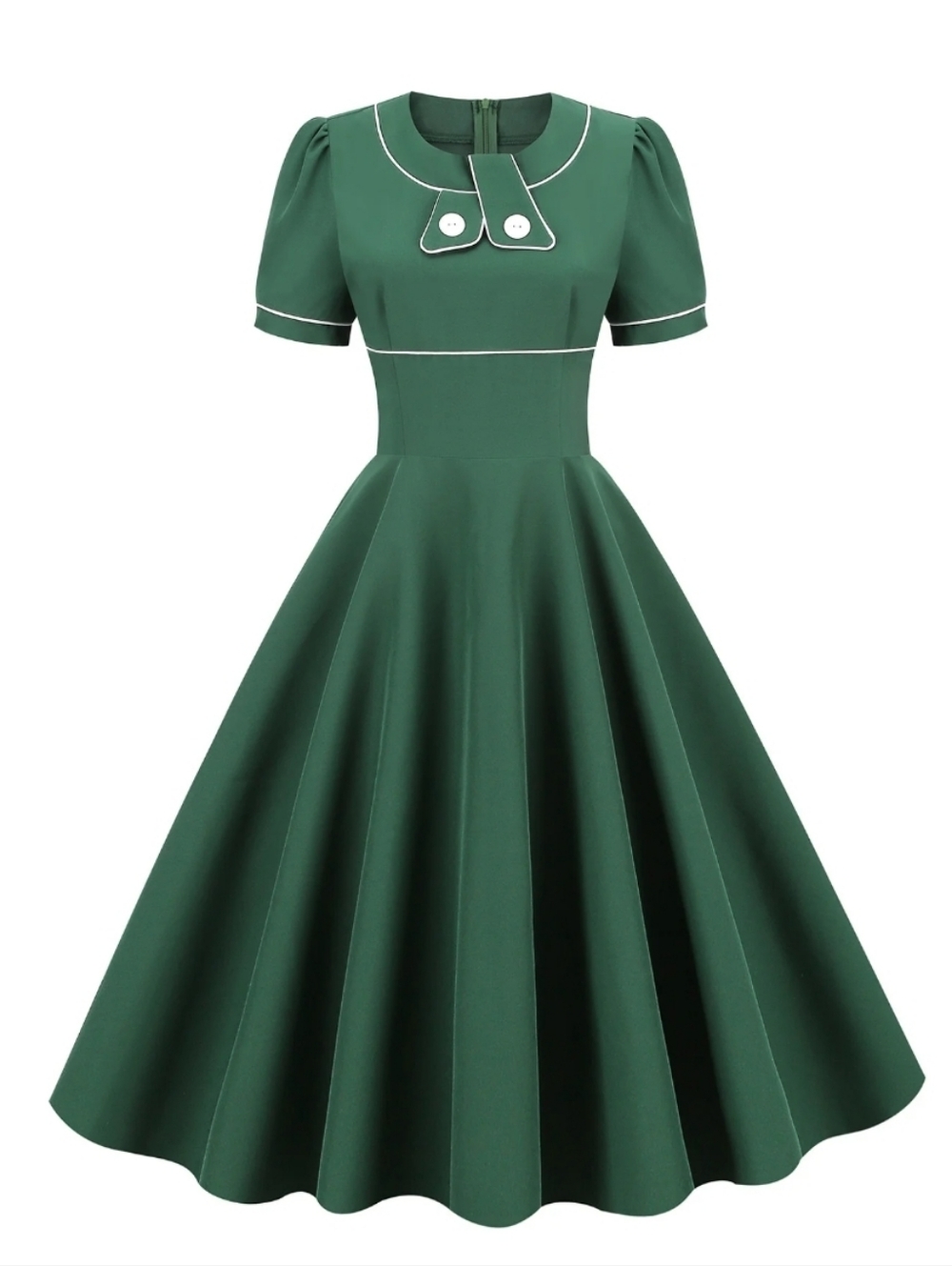 1950s -Inspired Emerald Green Fit & Flare Dress